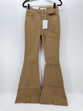 Vervet Bella high waisted exaggerated flare jeans 25 tall long boho western tan